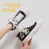 Humanistic retro high-top canvas shoes, Hong Kong-style graffiti print versatile casual women's shoes Item Picture